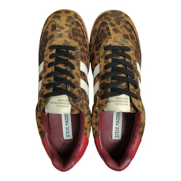 Steve Madden Women's Retro-Inspired Suede Lace-Up Sneaker - Leopard - Picture 5 of 6